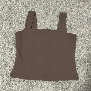 Abercrombie & Fitch Brown Fitted square neck tank